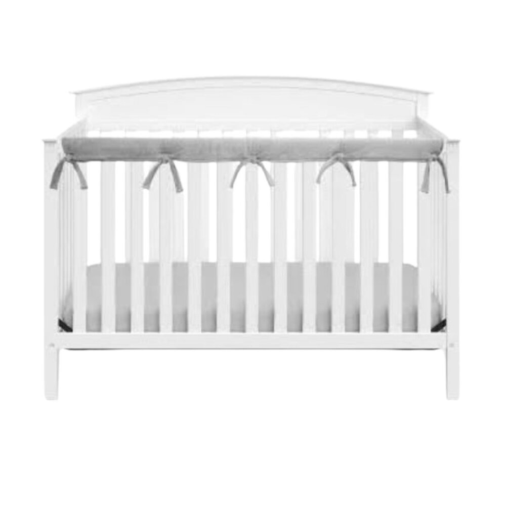 Chenille Reversible Crib Rail Cover For Narrow Long Front Crib Rail Gray White